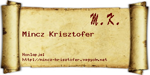 Mincz Krisztofer névjegykártya